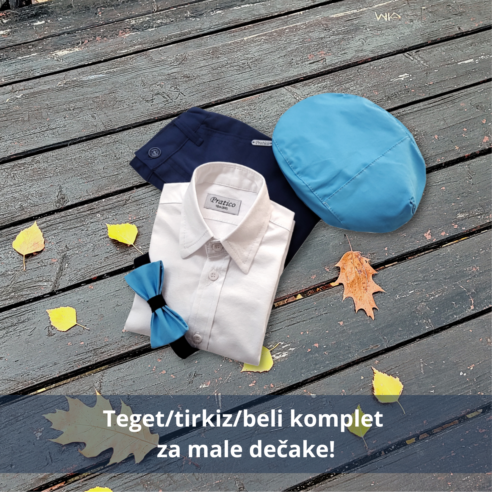 Belo/tirkiz/teget komplet za male dečake